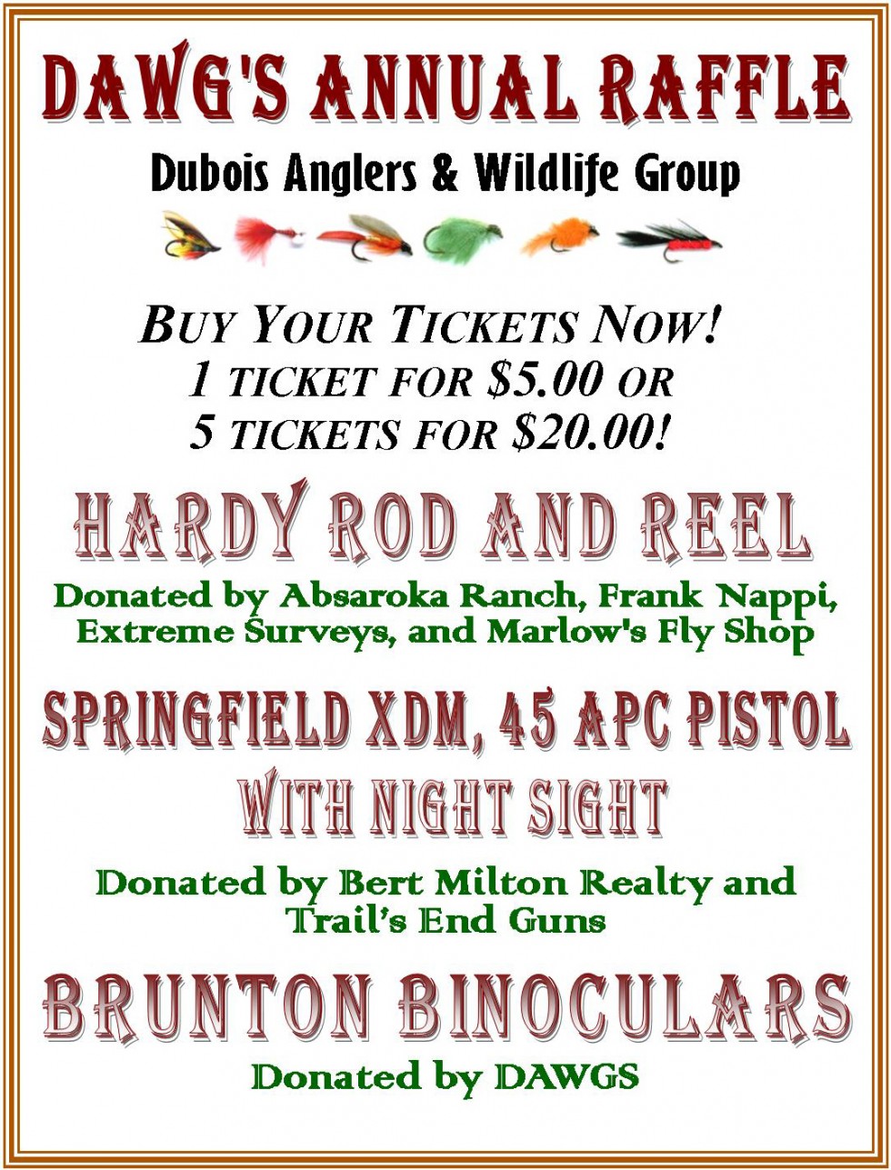 Win one of these great prizes at the DAWGS Raffle in Dubois Wyoming DAWGS Annual Fundraiser - The Raffle Features These Great Item!