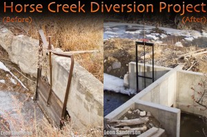 Horse Creek Project before and after photos of the Headgate