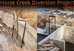 Horse Creek Project before and after photos of the Headgate